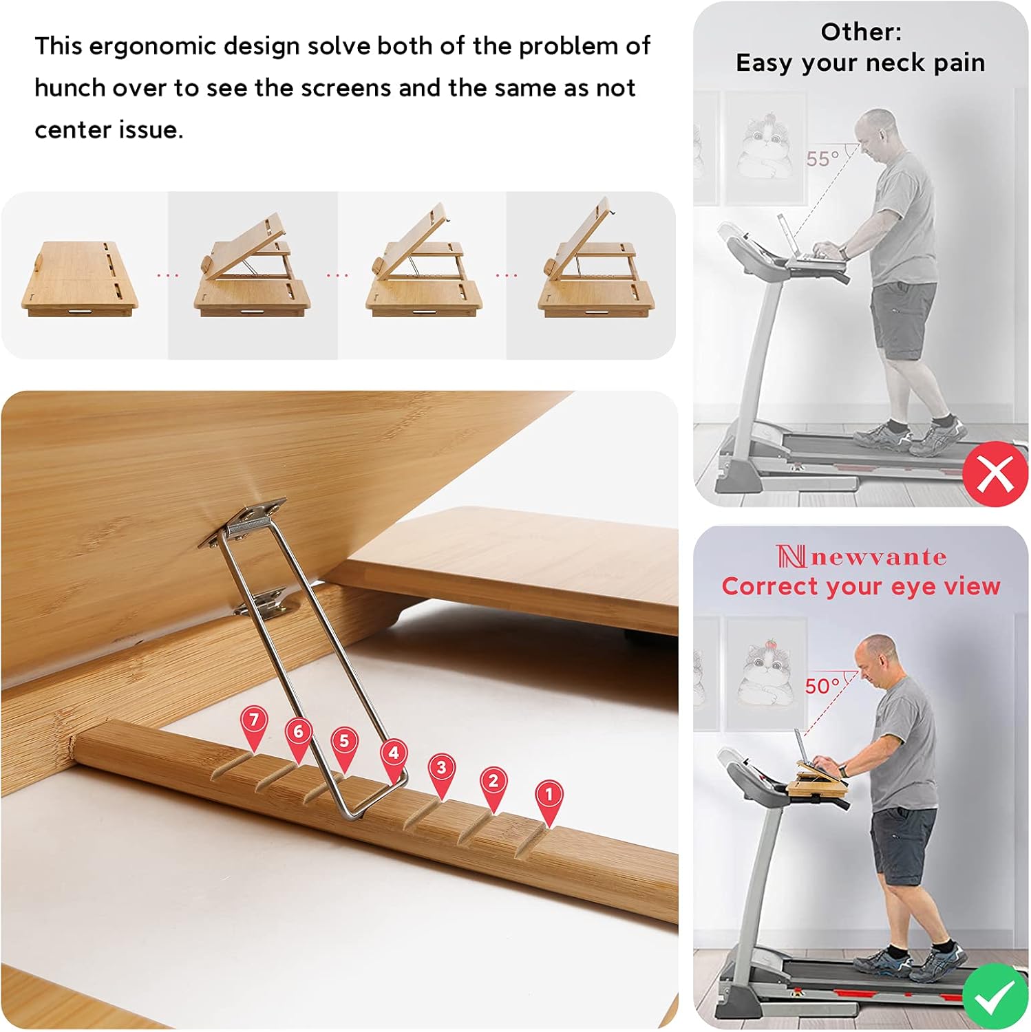 Adjustable Bamboo Treadmill De - đánh giá và giá Laptop Stand Bamboo